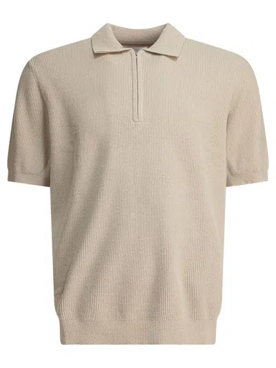 Nn07 Danny Polo Knit Ribbed Short Sleeve In Neutral