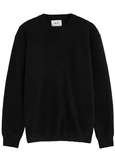 Nn07 Danny Ribbed-knit Jumper In Black