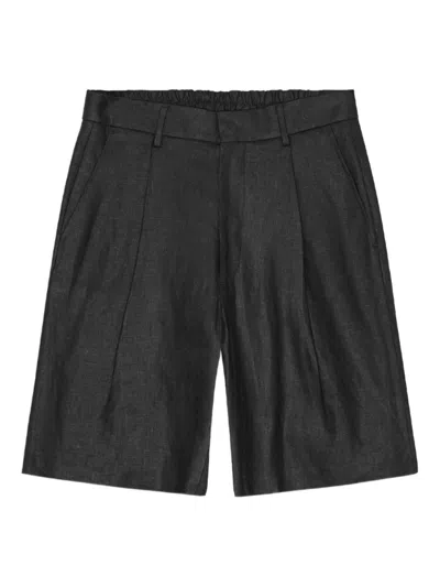 Nn07 Darted Linen Shorts In Black