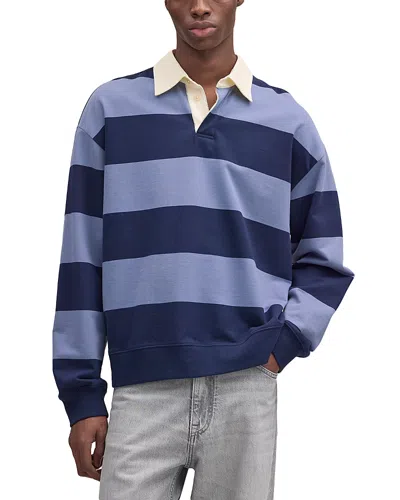 Nn07 David 30043 Striped Organic Cotton Polo Shirt In Blue