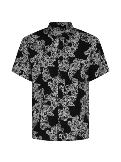 Nn07 Deo Floral-print Short-sleeve Shirt In Black