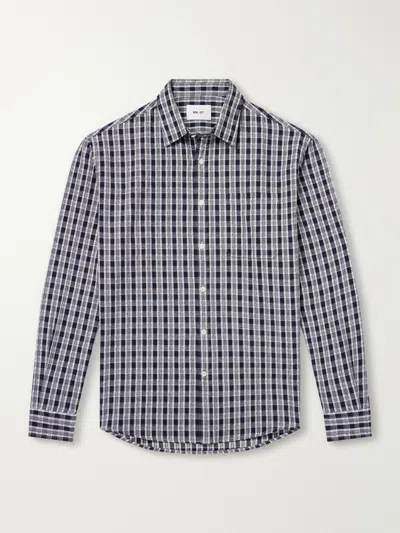 Nn07 Deon 50007 Checked Organic Cotton Shirt In Blue