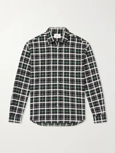 Nn07 Deon 50037 Checked Organic Cotton Shirt In Black