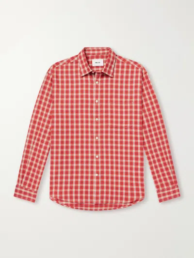 Nn07 Deon 5465 Checked Organic Cotton-flannel Shirt In Red