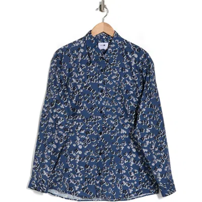Nn07 Deon 5655 Floral Cotton & Lyocell Button-up Shirt In Sargasso Sea