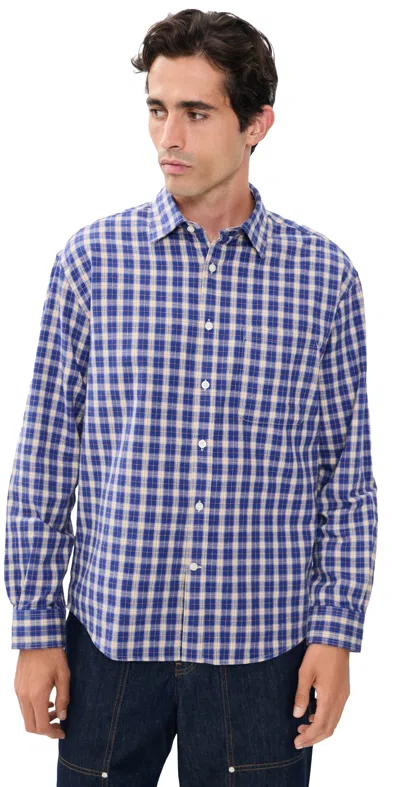 Nn07 Deon Check Button Down Shirt Cobolt Check In Blue