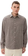 Nn07 Deon Check Button Down Shirt Sand Check In Brown