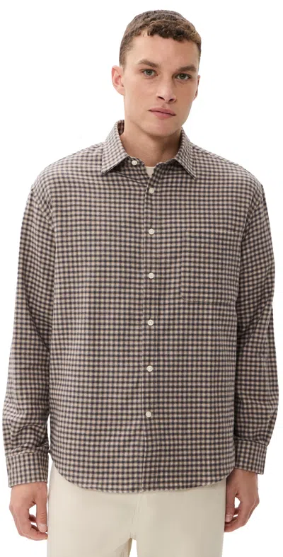 Nn07 Deon Check Button Down Shirt Sand Check In Brown