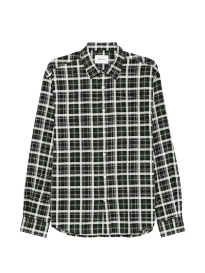 Nn07 Deon Check-print Button-down Long-sleeved Shirt In Black