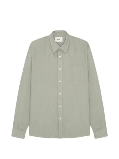 Nn07 Deon Chest-pocket Long-sleeve Shirt In Gray