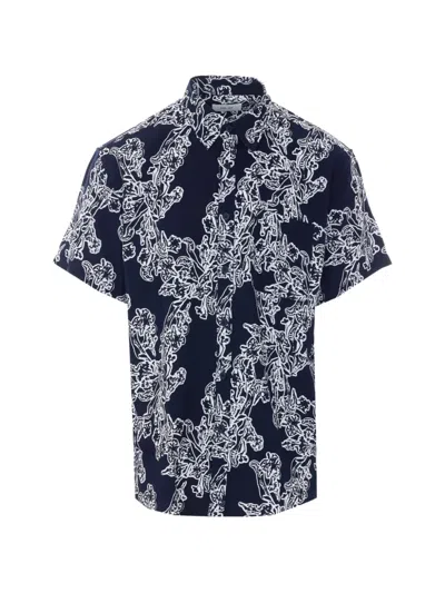 Nn07 Deon Floral-print Shirt In Blue