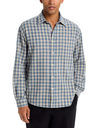 Nn07 Deon Long Sleeve Button Front Flannel Shirt In Blue