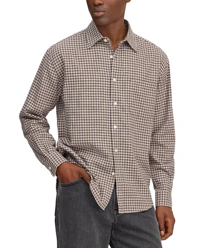 Nn07 Deon Long Sleeve Button Front Flannel Shirt In Neutral