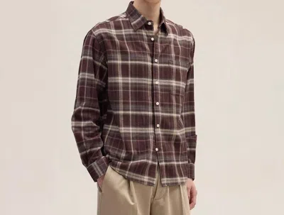 Nn07 Deon Long Sleeve Flannel Shirt In Dusky Port In Brown