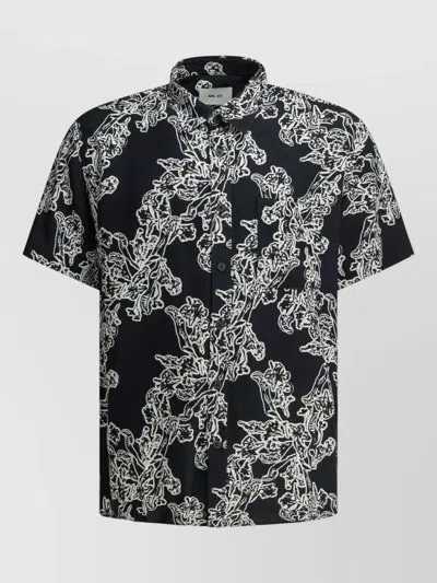 Nn07 Deon Short Sleeve Shirt Chest Pocket Floral In Black