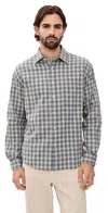 Nn07 Deon Twill Flannel Shirt Blue Check In Blue