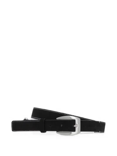 Nn07 Dual Contrast-stitch Suede Belt In Black