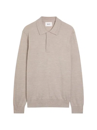 Nn07 Emerson Long-sleeve Polo Shirt In Brown