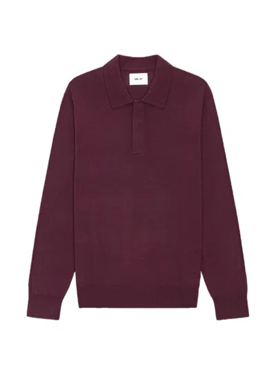 Nn07 Emerson Mouline-knit Polo Sweater In Purple