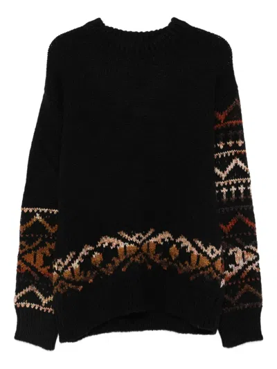 Nn07 Emil 60032 Fair Isle Wool-blend Sweater In Black