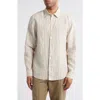 Nn07 Enzo 5728 Stripe Linen Button-up Shirt In Brown