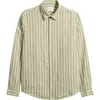 Nn07 Enzo 5728 Stripe Linen Button-up Shirt In Green Stripe