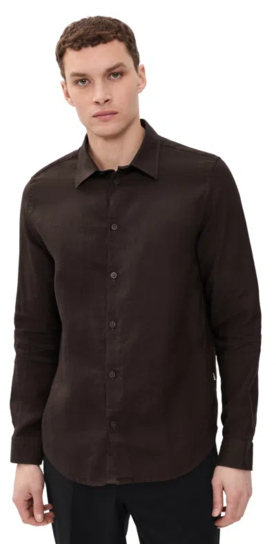 Nn07 Enzo Linen Shirt Deep Truffle In Brown