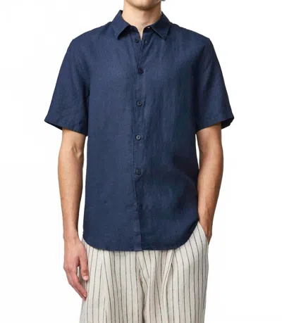Nn07 Enzo Short Sleeve Button Shirt In Navy Blue