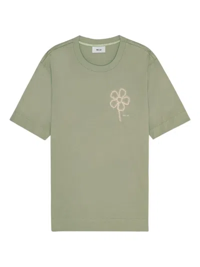 Nn07 Floral-embroidered T-shirt