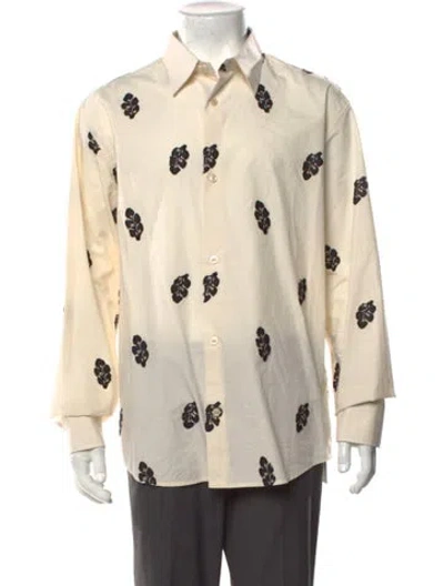 Pre-owned Nn07 Floral Print Long Sleeve Dress Shirt In Neutrals