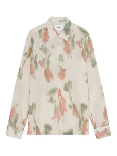 Nn07 Floral-print Shirt In Creme Print