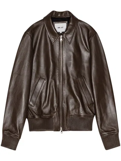 Nn07 Florian Leather Jacket In Demitasse