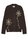 Nn07 Flower-embroidered Button Cardigan In Black
