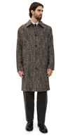 Nn07 Chevron Motif Long Sleeve Coat With Pockets In Gray