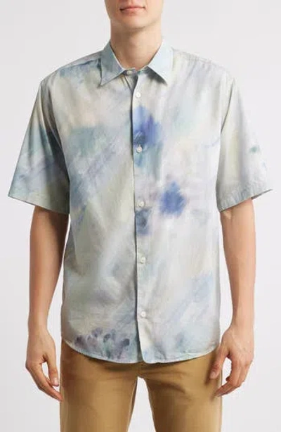 NN07 NN07 FREDDY 5654 WATERCOLOR PRINT ORGANIC COTTON BLEND BUTTON-UP SHIRT