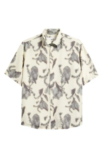 Nn07 Freddy 5971 Abstract Floral Short Sleeve Modal Blend Button-up Shirt In Multi
