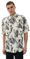 Nn07 Freddy 5971 Abstract Floral Short Sleeve Modal Blend Button-up Shirt