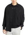 Nn07 Freddy Button Front Long Sleeve Shirt In Black
