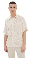 Nn07 Freddy Shirt Tailored Collar Short Sleeves Texture In Ivory