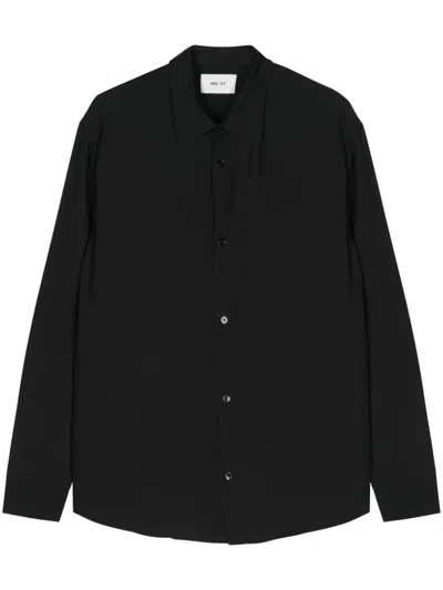 Nn07 Freddy Seersucker Shirt In Black