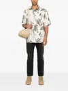 Nn07 Freddy 5971 Abstract Floral Short Sleeve Modal Blend Button-up Shirt