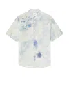 Nn07 Freddy 5654 Watercolor Print Organic Cotton Blend Button-up Shirt In Blue Print