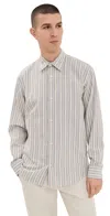 Nn07 Freddy Striped Button Down Brown Stripe In Brown Stripe