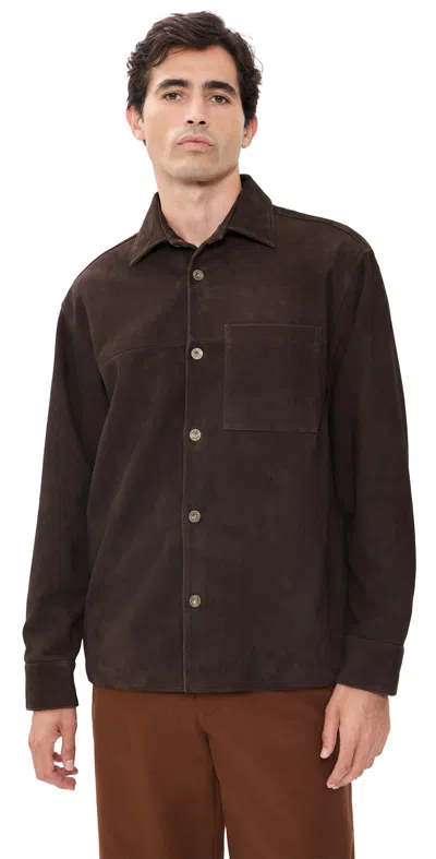 Nn07 Freddy Suede Overshirt Deep Truffle In Brown