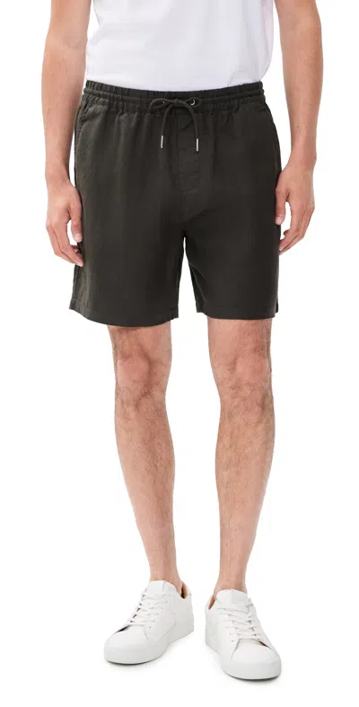 Nn07 Gregor Linen Shorts 7 Dark Army In Black