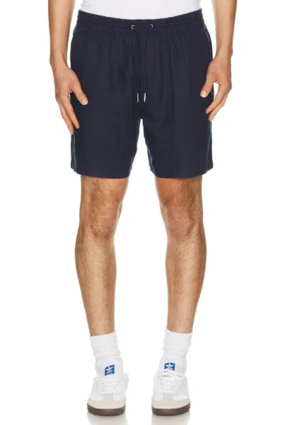 Nn07 Gregor 1454 Straight-leg Linen Drawstring Shorts In Blue