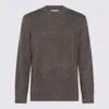 Nn07 Soft Textured Crewneck Sweater With Ribbed Cuffs In Brown