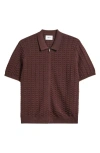 Nn07 Gustav 6636 Regular Fit Short Sleeve Zip Front Sweater In Brown