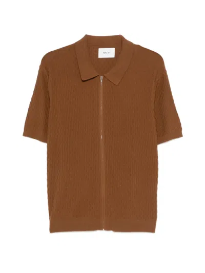 Nn07 Gustav Textured Zip-fastening Shirt In Brown