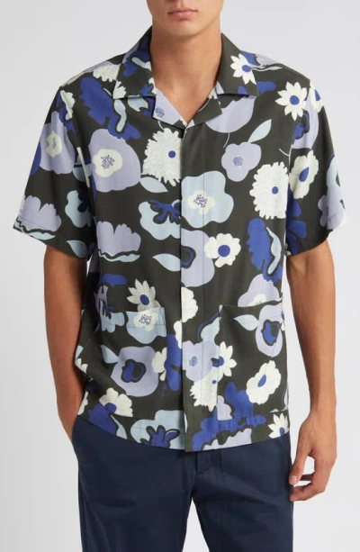 Nn07 Hank 5719 Floral Print Button-up Camp Shirt In Rosin